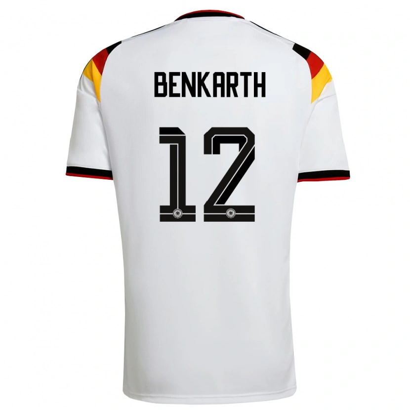 Danxen Mujer Camiseta Alemania Laura Benkarth #12 Blanco Negro Rojo 1ª Equipación 26-28 La Camisa México
