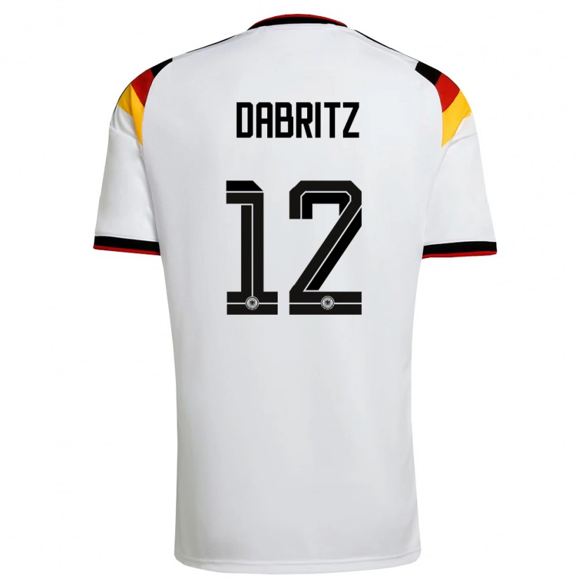 Danxen Mujer Camiseta Alemania Sara Dabritz #12 Blanco Negro Rojo 1ª Equipación 26-28 La Camisa México
