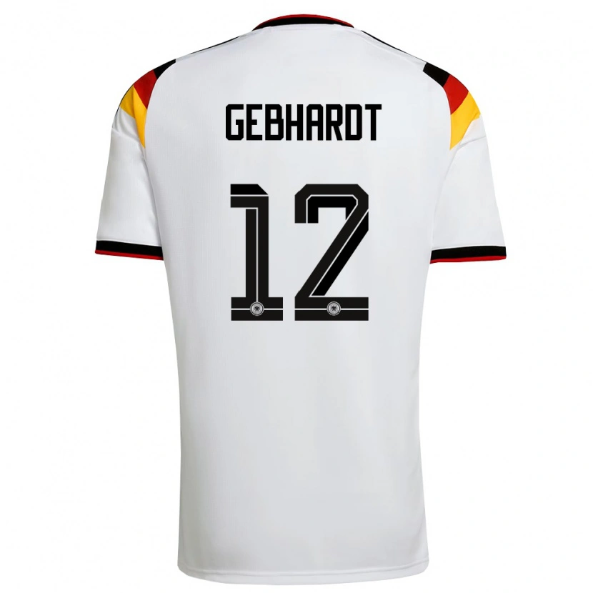 Danxen Mujer Camiseta Alemania Felix Gebhardt #12 Blanco Negro Rojo 1ª Equipación 26-28 La Camisa México