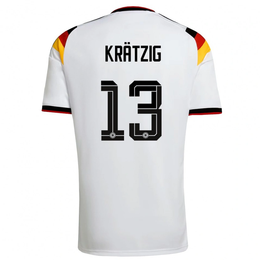 Danxen Mujer Camiseta Alemania Frans Krätzig #13 Blanco Negro Rojo 1ª Equipación 26-28 La Camisa México