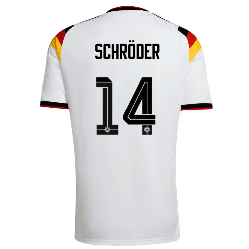Danxen Mujer Camiseta Alemania Finn Schröder #14 Blanco Negro Rojo 1ª Equipación 26-28 La Camisa México