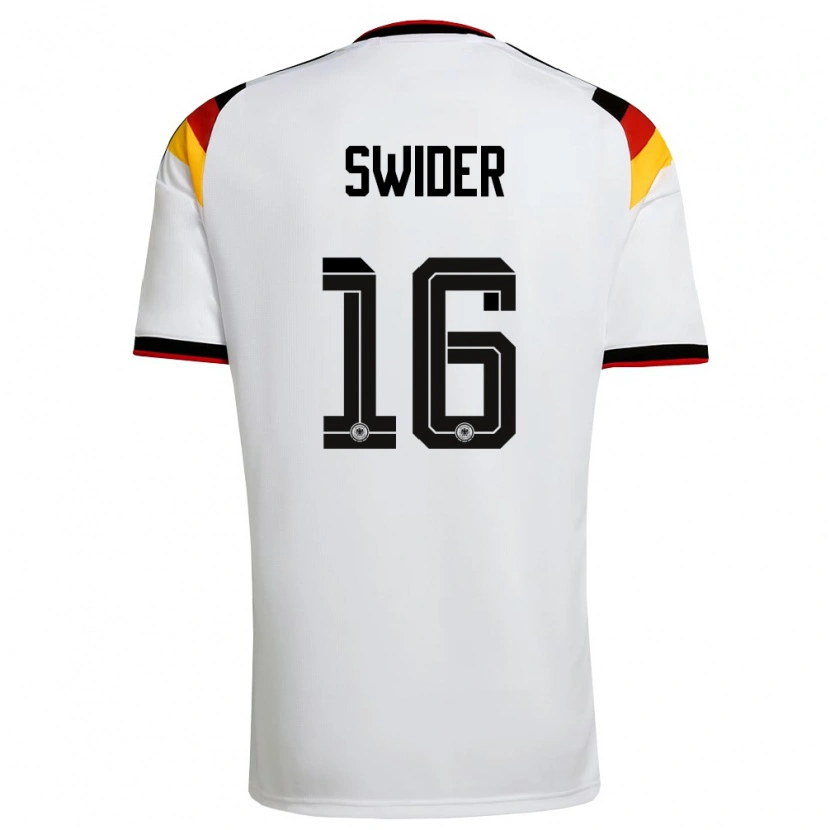 Danxen Mujer Camiseta Alemania Niklas Swider #16 Blanco Negro Rojo 1ª Equipación 26-28 La Camisa México