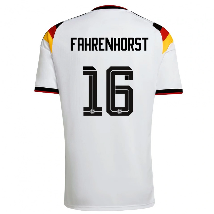 Danxen Mujer Camiseta Alemania Luke Fahrenhorst #16 Blanco Negro Rojo 1ª Equipación 26-28 La Camisa México
