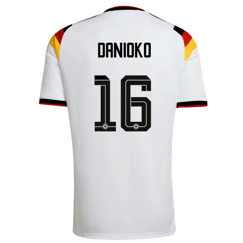 Danxen Mujer Camiseta Alemania Leeron Danioko #16 Blanco Negro Rojo 1ª Equipación 26-28 La Camisa México