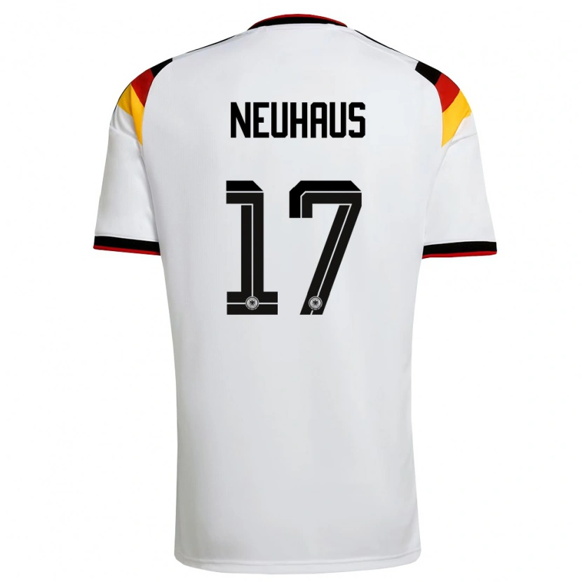 Danxen Mujer Camiseta Alemania Florian Neuhaus #17 Blanco Negro Rojo 1ª Equipación 26-28 La Camisa México