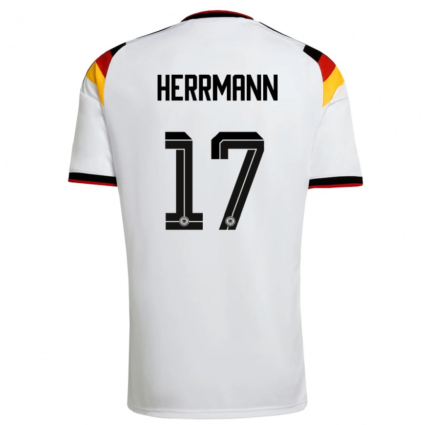 Danxen Mujer Camiseta Alemania Charles Herrmann #17 Blanco Negro Rojo 1ª Equipación 26-28 La Camisa México