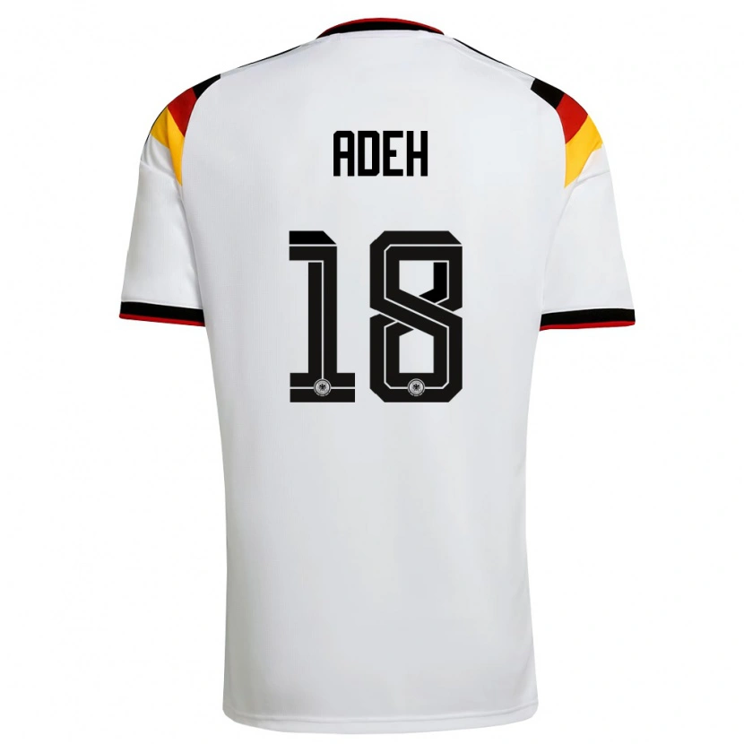 Danxen Mujer Camiseta Alemania Wesley Adeh #18 Blanco Negro Rojo 1ª Equipación 26-28 La Camisa México