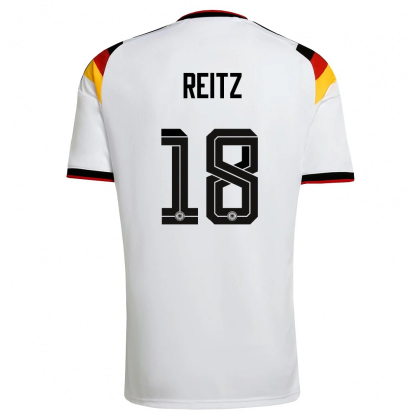 Danxen Mujer Camiseta Alemania Rocco Reitz #18 Blanco Negro Rojo 1ª Equipación 26-28 La Camisa México