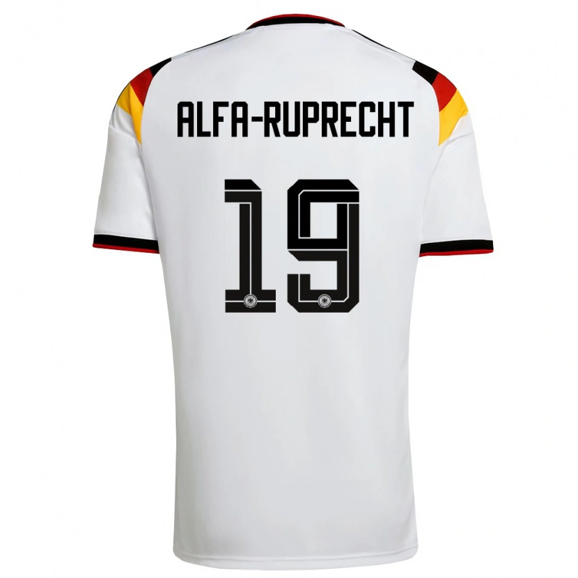Danxen Mujer Camiseta Alemania Farid Alfa-Ruprecht #19 Blanco Negro Rojo 1ª Equipación 26-28 La Camisa México