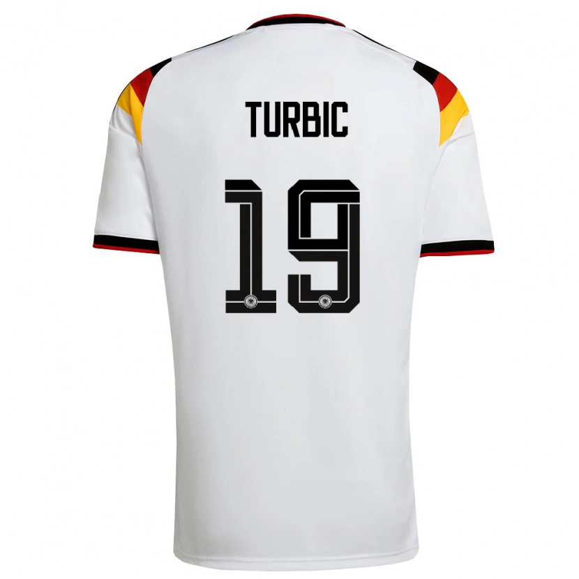 Danxen Mujer Camiseta Alemania Vedad Turbic #19 Blanco Negro Rojo 1ª Equipación 26-28 La Camisa México