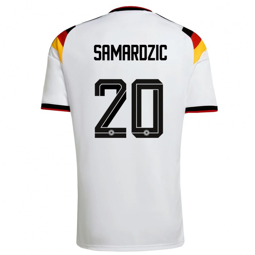 Danxen Mujer Camiseta Alemania Lazar Samardzic #20 Blanco Negro Rojo 1ª Equipación 26-28 La Camisa México