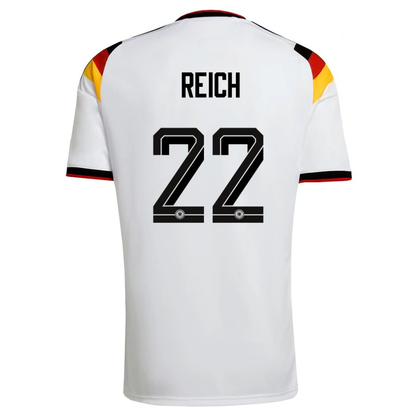 Danxen Mujer Camiseta Alemania Lukas Reich #22 Blanco Negro Rojo 1ª Equipación 26-28 La Camisa México