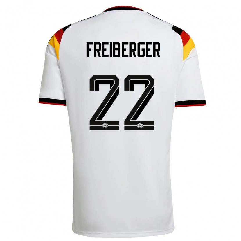 Danxen Mujer Camiseta Alemania Benjamin Freiberger #22 Blanco Negro Rojo 1ª Equipación 26-28 La Camisa México