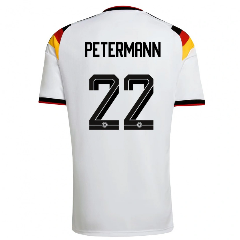 Danxen Mujer Camiseta Alemania Lena Petermann #22 Blanco Negro Rojo 1ª Equipación 26-28 La Camisa México