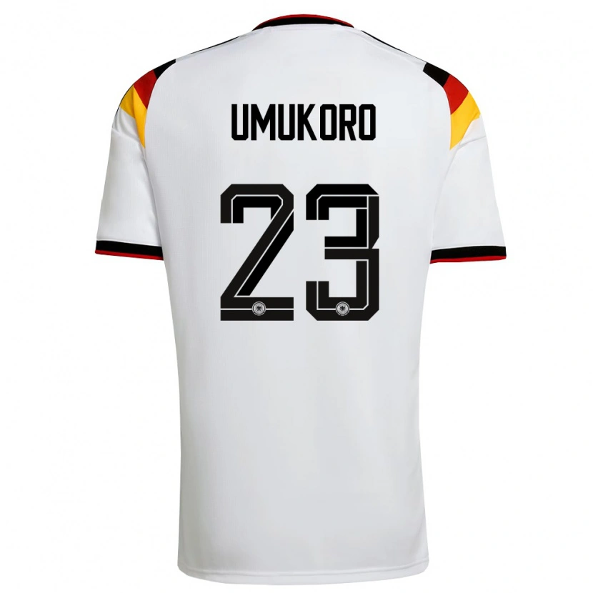 Danxen Mujer Camiseta Alemania Jayden Umukoro #23 Blanco Negro Rojo 1ª Equipación 26-28 La Camisa México