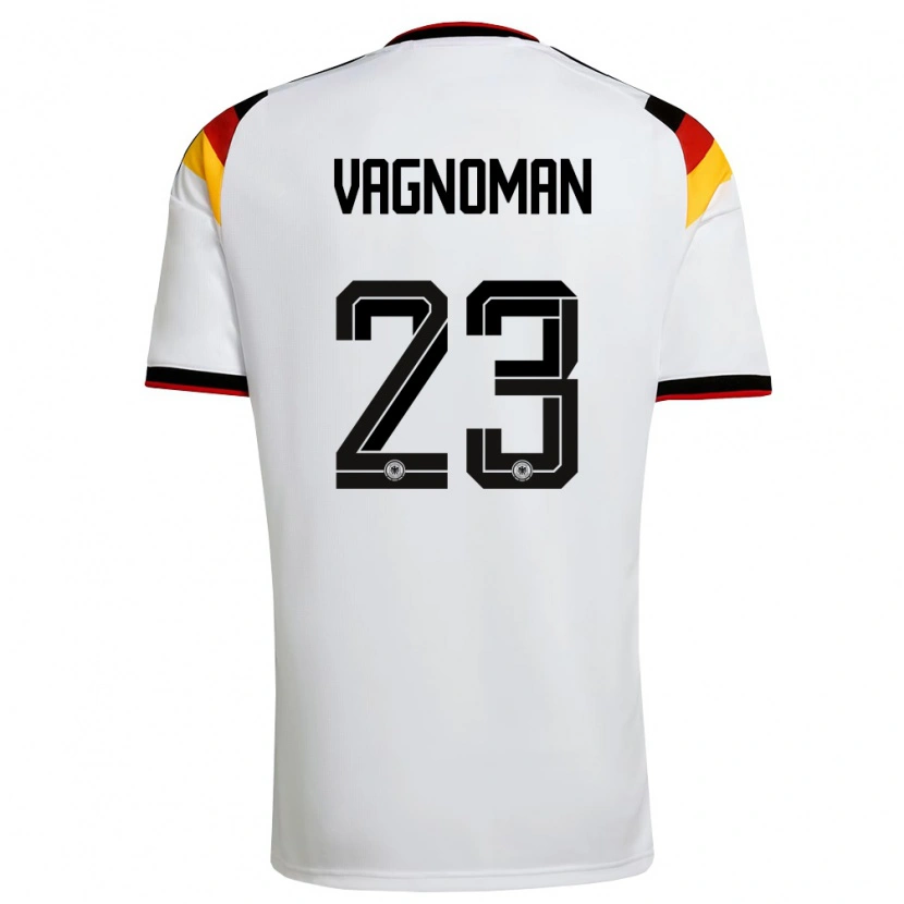 Danxen Mujer Camiseta Alemania Josha Vagnoman #23 Blanco Negro Rojo 1ª Equipación 26-28 La Camisa México