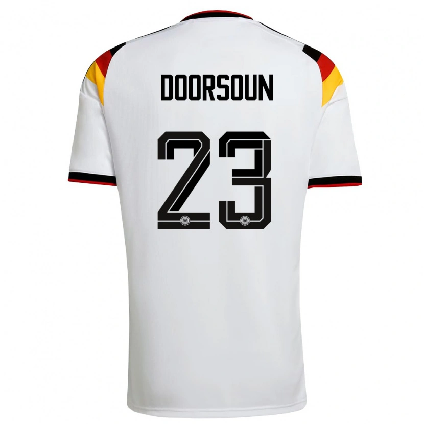 Danxen Mujer Camiseta Alemania Sara Doorsoun #23 Blanco Negro Rojo 1ª Equipación 26-28 La Camisa México
