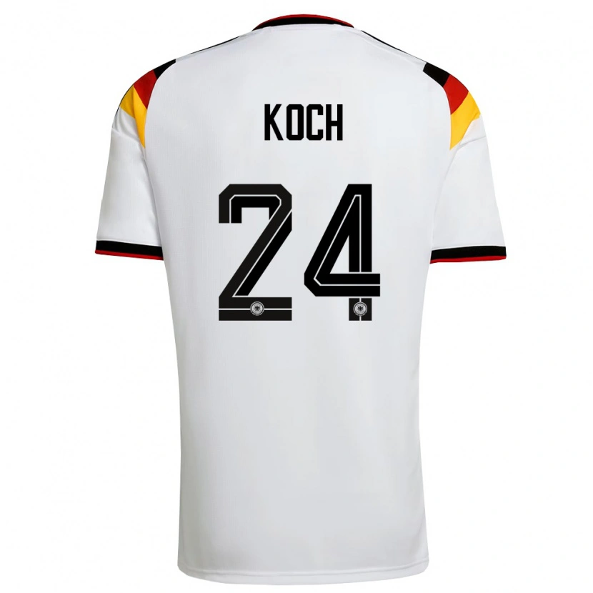 Danxen Mujer Camiseta Alemania Robin Koch #24 Blanco Negro Rojo 1ª Equipación 26-28 La Camisa México