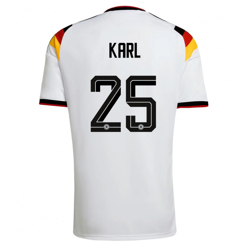 Danxen Mujer Camiseta Alemania Lennart Karl #25 Blanco Negro Rojo 1ª Equipación 26-28 La Camisa México