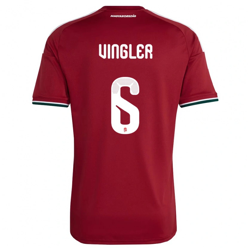 Danxen Mujer Camiseta Hungría László Vingler #6 Rojo Blanco Verde 1ª Equipación 26-28 La Camisa México