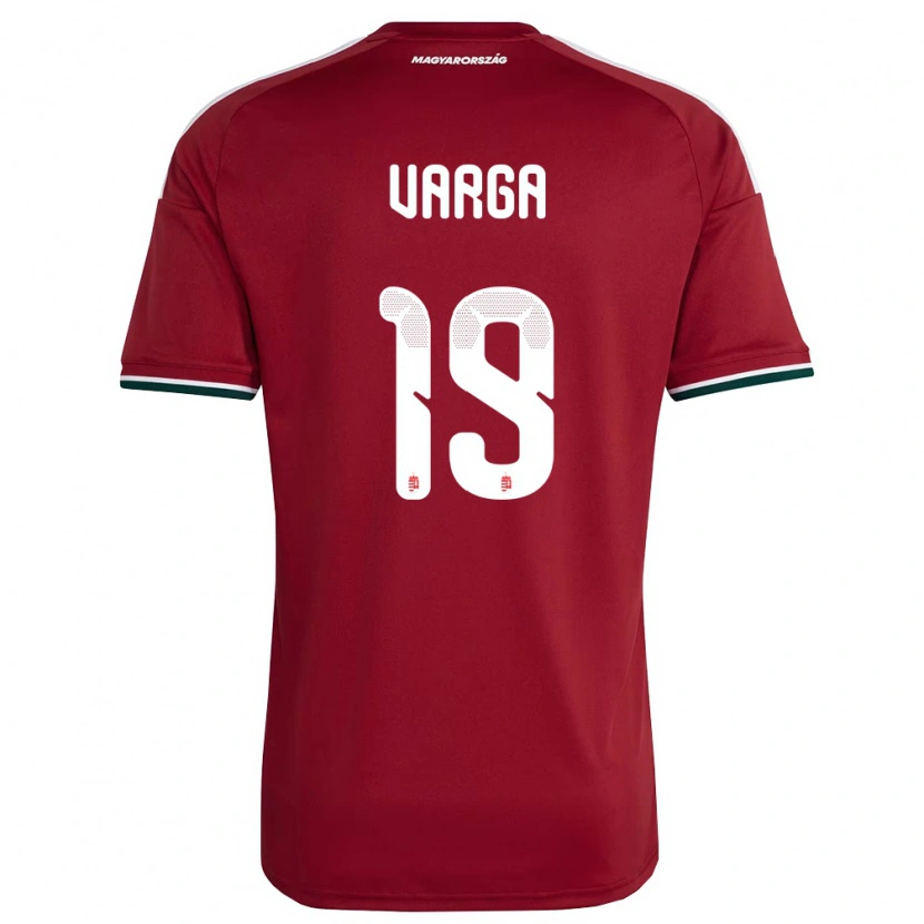 Danxen Mujer Camiseta Hungría Barnabás Varga #19 Rojo Blanco Verde 1ª Equipación 26-28 La Camisa México