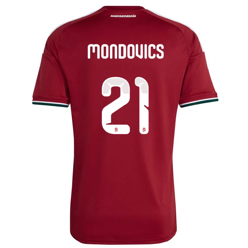 Danxen Mujer Camiseta Hungría Kevin Mondovics #21 Rojo Blanco Verde 1ª Equipación 26-28 La Camisa México
