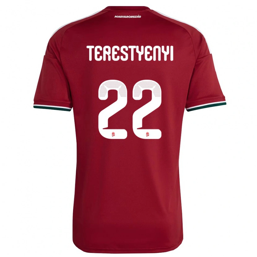 Danxen Mujer Camiseta Hungría Anna Terestyényi #22 Rojo Blanco Verde 1ª Equipación 26-28 La Camisa México