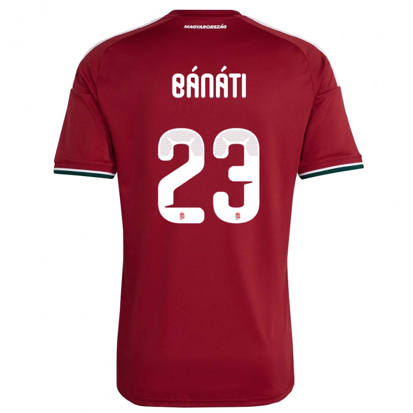 Danxen Mujer Camiseta Hungría Kevin Bánáti #23 Rojo Blanco Verde 1ª Equipación 26-28 La Camisa México