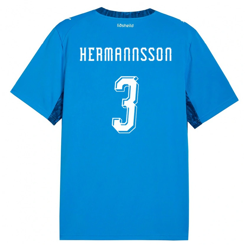 Danxen Mujer Camiseta Islandia Hjörtur Hermannsson #3 Azul Marino 1ª Equipación 26-28 La Camisa México