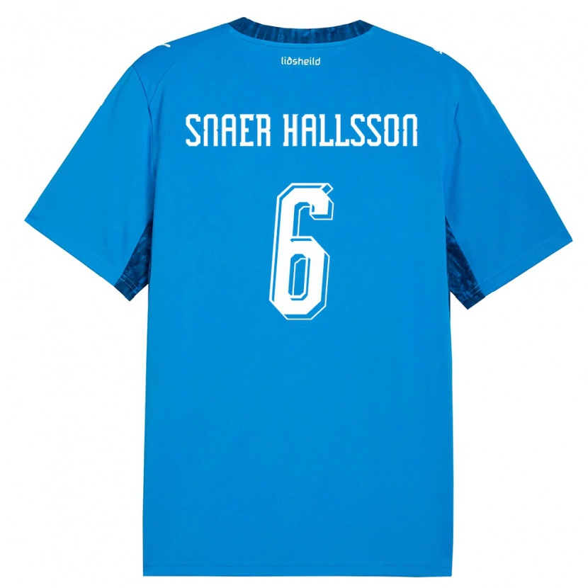Danxen Mujer Camiseta Islandia Gabríel Snaer Hallsson #6 Azul Marino 1ª Equipación 26-28 La Camisa México