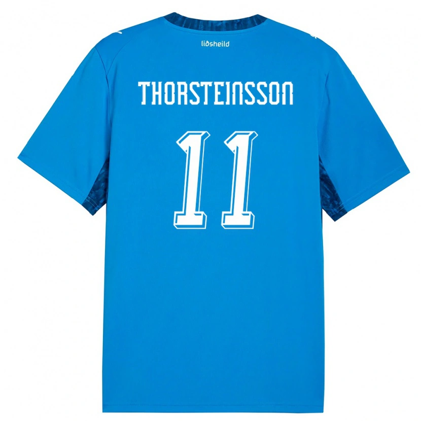 Danxen Mujer Camiseta Islandia Jón Dagur Thorsteinsson #11 Azul Marino 1ª Equipación 26-28 La Camisa México