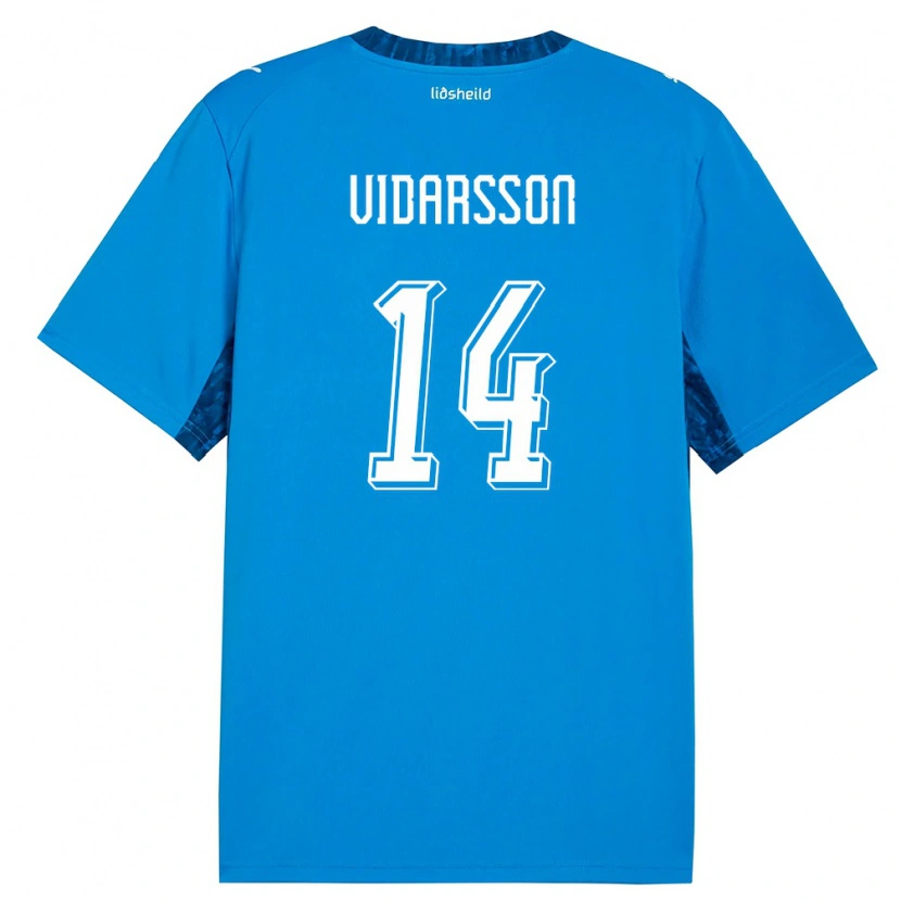 Danxen Mujer Camiseta Islandia Viktor Vidarsson #14 Azul Marino 1ª Equipación 26-28 La Camisa México