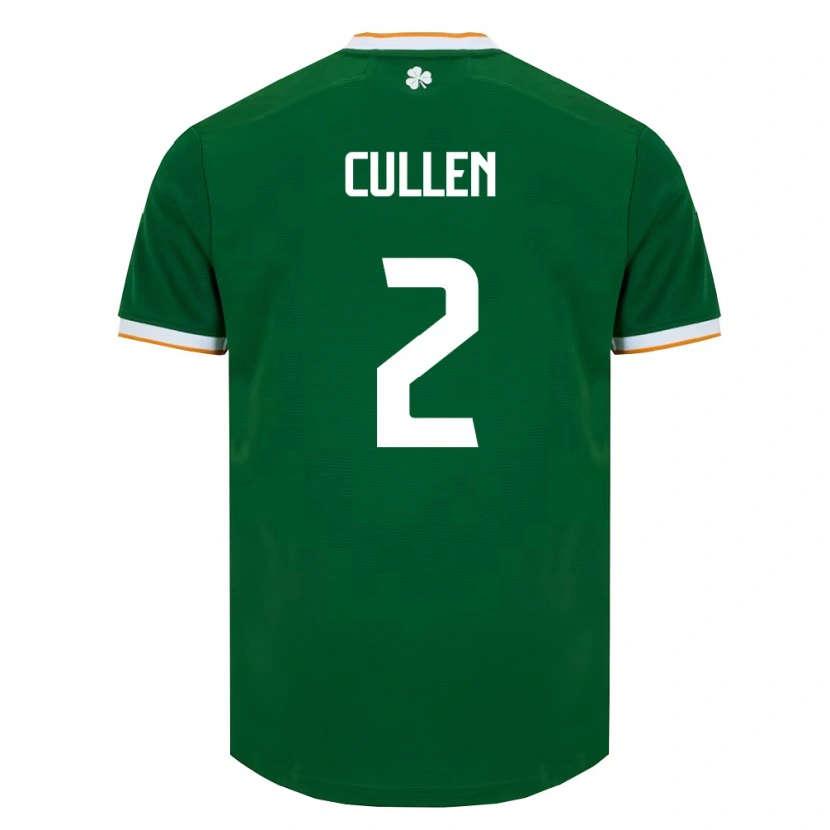 Danxen Mujer Camiseta Irlanda Josh Cullen #2 Verde Oscuro Blanco 1ª Equipación 26-28 La Camisa México