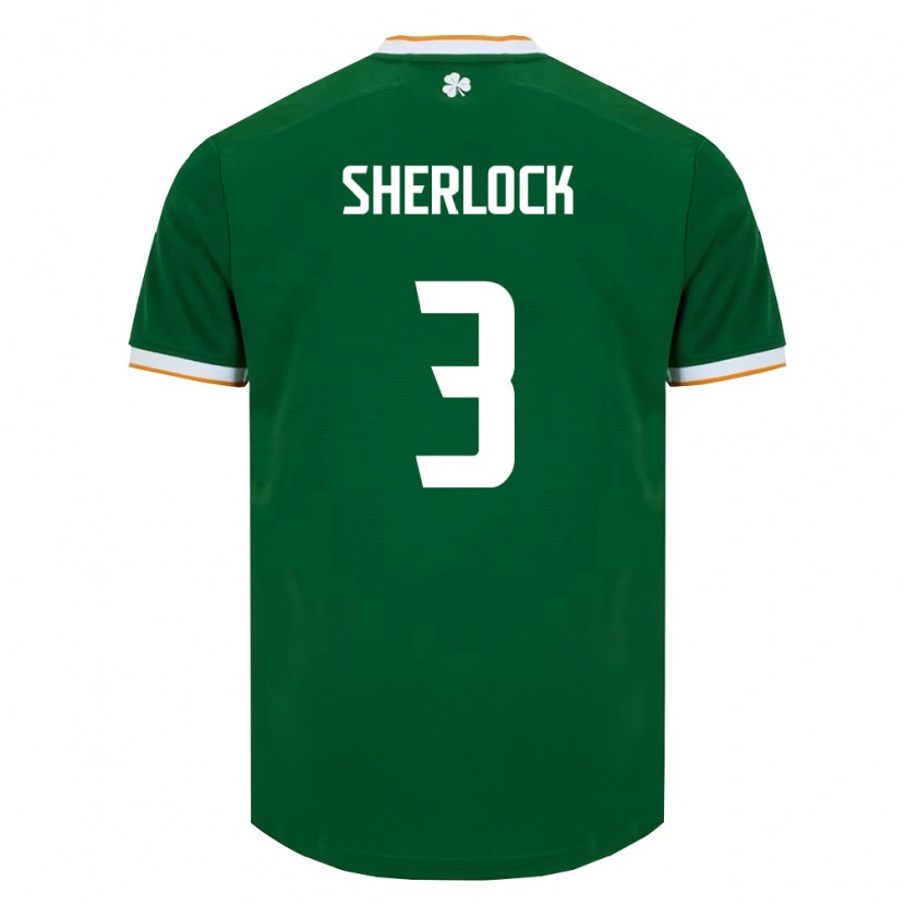 Danxen Mujer Camiseta Irlanda Finn Sherlock #3 Verde Oscuro Blanco 1ª Equipación 26-28 La Camisa México