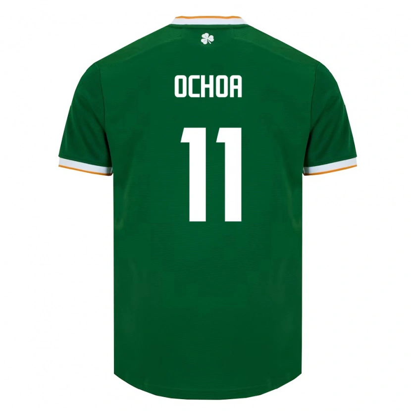 Danxen Mujer Camiseta Irlanda Aarón Ochoa #11 Verde Oscuro Blanco 1ª Equipación 26-28 La Camisa México