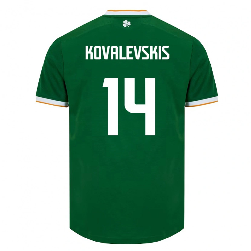 Danxen Mujer Camiseta Irlanda Max Kovalevskis #14 Verde Oscuro Blanco 1ª Equipación 26-28 La Camisa México
