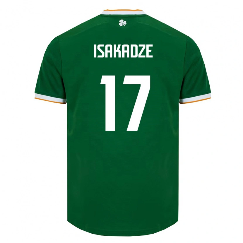 Danxen Mujer Camiseta Irlanda Mate Isakadze #17 Verde Oscuro Blanco 1ª Equipación 26-28 La Camisa México