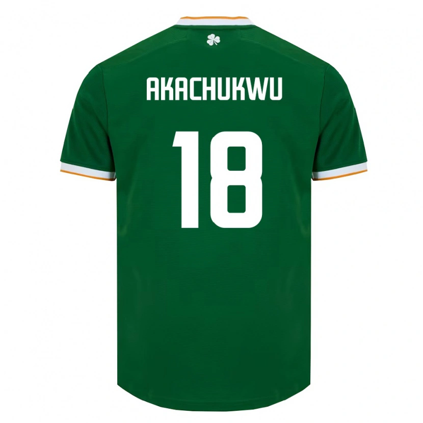 Danxen Mujer Camiseta Irlanda Romeo Akachukwu #18 Verde Oscuro Blanco 1ª Equipación 26-28 La Camisa México
