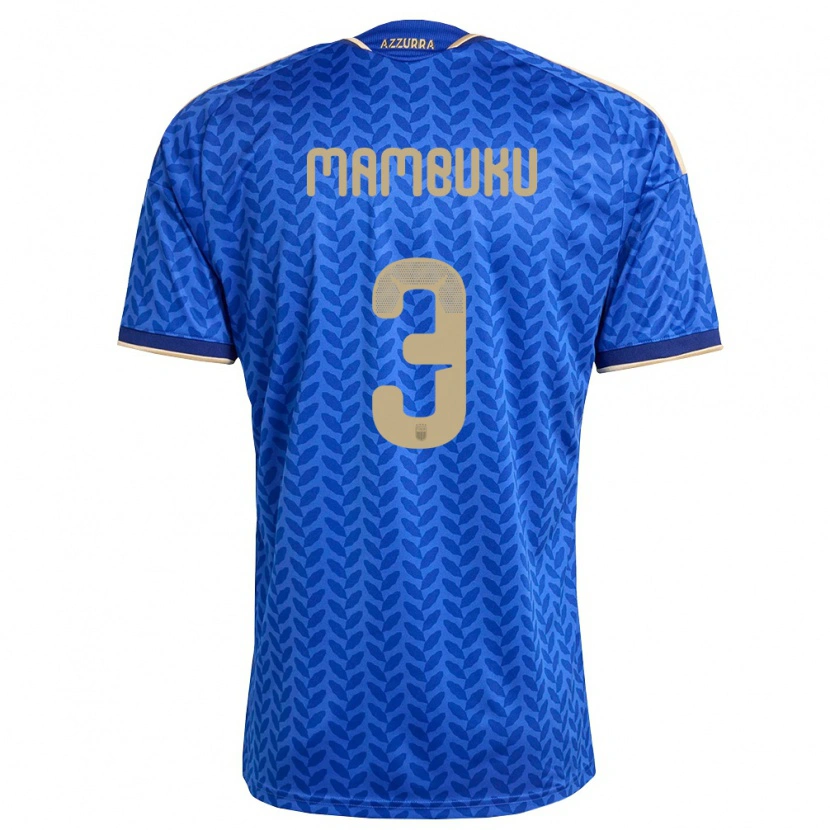 Danxen Mujer Camiseta Italia Jean Mambuku #3 Azul Marino Oro 1ª Equipación 26-28 La Camisa México