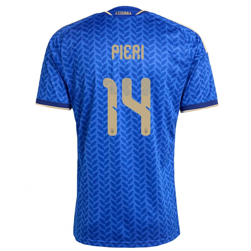 Danxen Mujer Camiseta Italia Giacomo De Pieri #14 Azul Marino Oro 1ª Equipación 26-28 La Camisa México