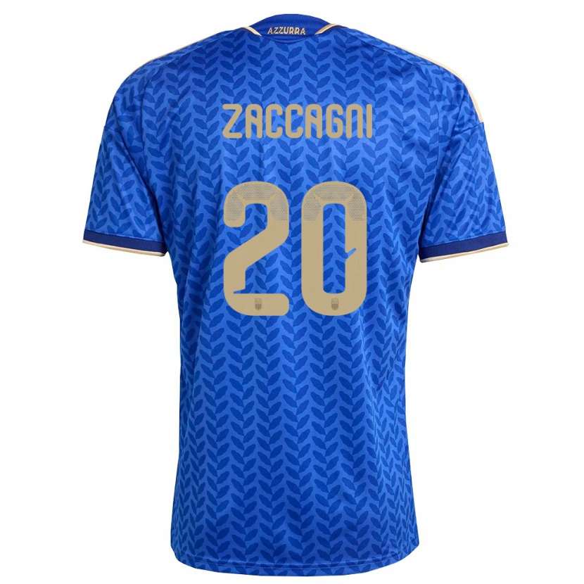 Danxen Mujer Camiseta Italia Mattia Zaccagni #20 Azul Marino Oro 1ª Equipación 26-28 La Camisa México