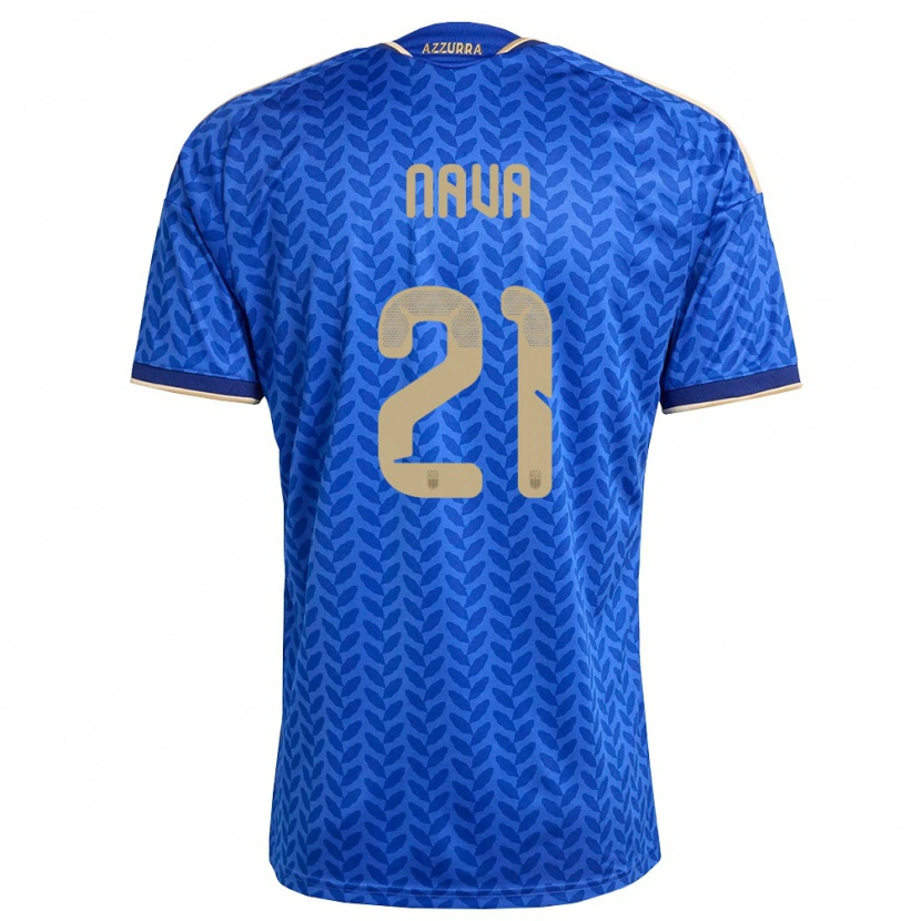 Danxen Mujer Camiseta Italia Sebastiano Nava #21 Azul Marino Oro 1ª Equipación 26-28 La Camisa México