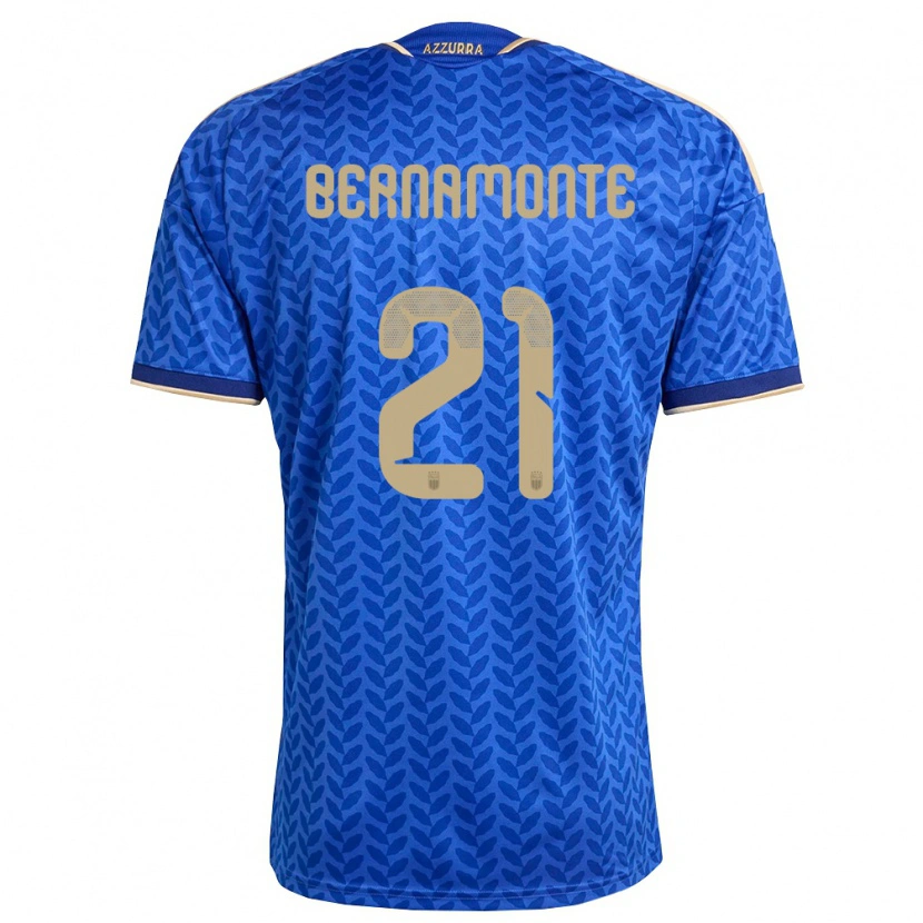 Danxen Mujer Camiseta Italia Lorenzo Bernamonte #21 Azul Marino Oro 1ª Equipación 26-28 La Camisa México