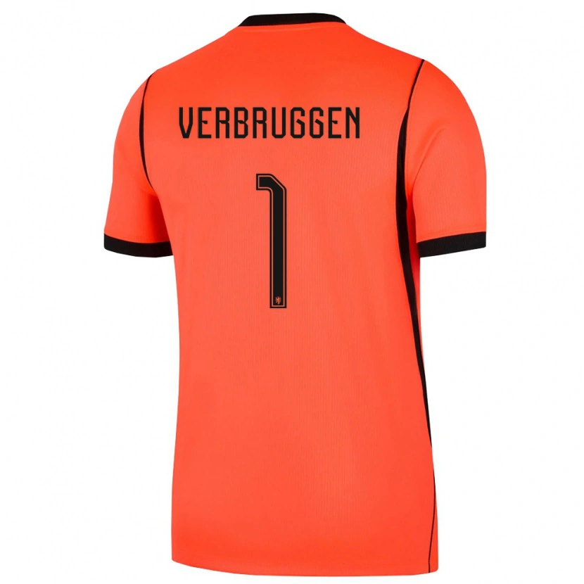Danxen Mujer Camiseta Países Bajos Bart Verbruggen #1 Naranja Negro 1ª Equipación 26-28 La Camisa México