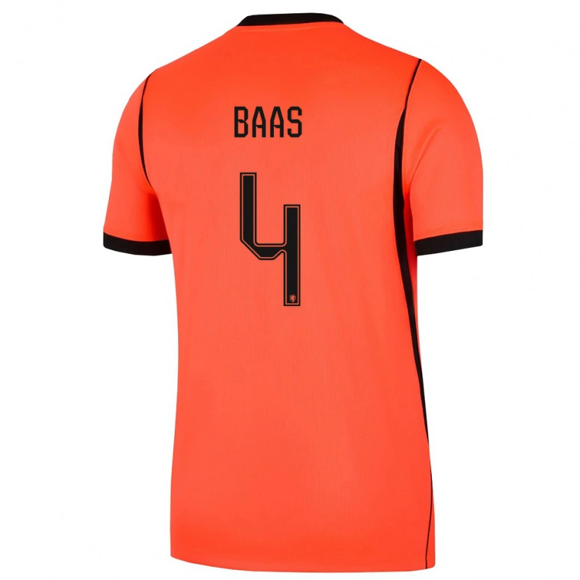 Danxen Mujer Camiseta Países Bajos Youri Baas #4 Naranja Negro 1ª Equipación 26-28 La Camisa México