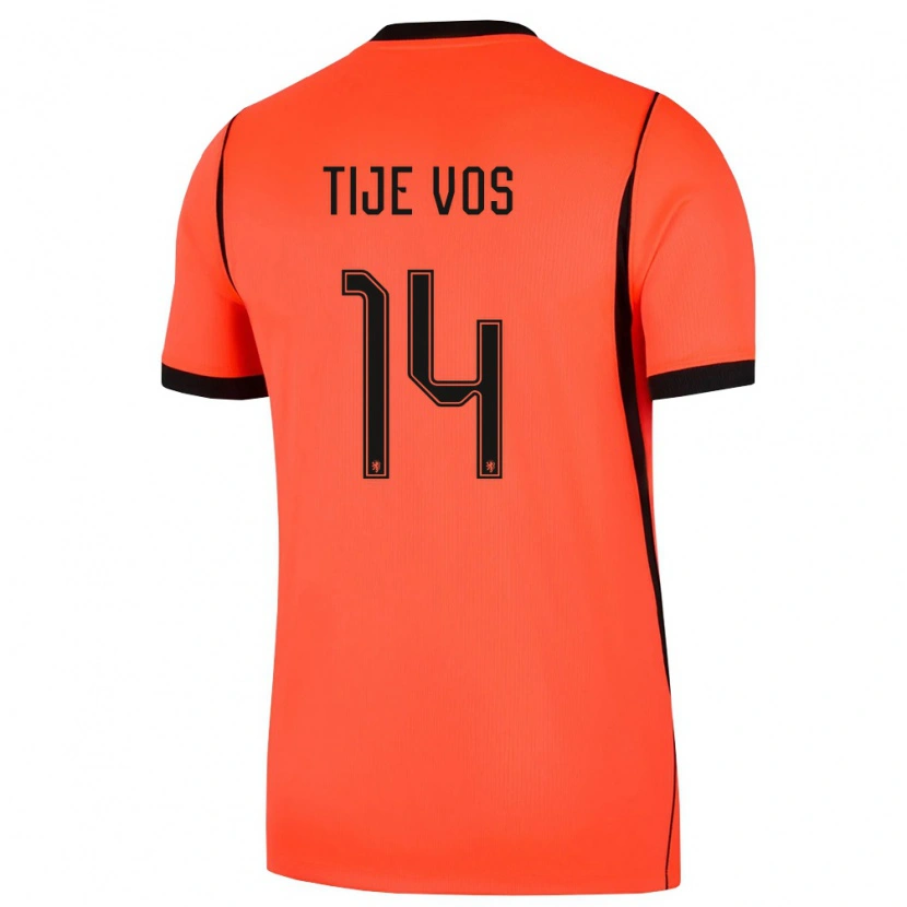 Danxen Mujer Camiseta Países Bajos Tije Vos #14 Naranja Negro 1ª Equipación 26-28 La Camisa México