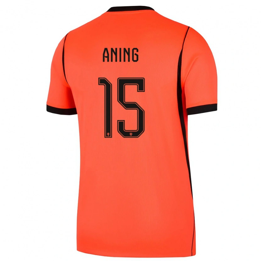 Danxen Mujer Camiseta Países Bajos Prince Aning #15 Naranja Negro 1ª Equipación 26-28 La Camisa México