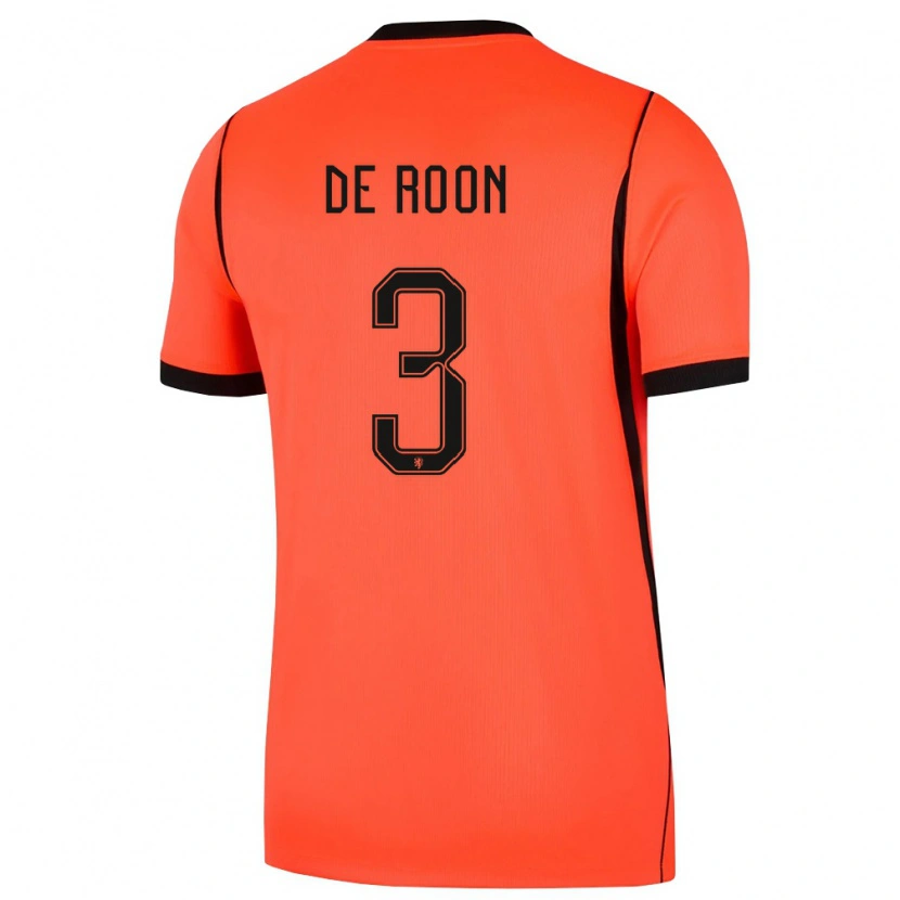 Danxen Mujer Camiseta Países Bajos Marten De Roon #3 Naranja Negro 1ª Equipación 26-28 La Camisa México