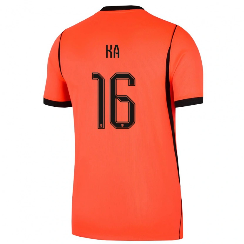 Danxen Mujer Camiseta Países Bajos Ismail Ka #16 Naranja Negro 1ª Equipación 26-28 La Camisa México
