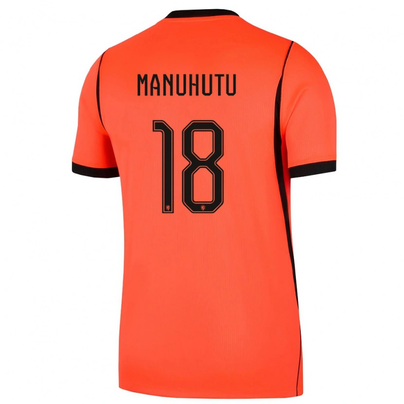 Danxen Mujer Camiseta Países Bajos Rivas Manuhutu #18 Naranja Negro 1ª Equipación 26-28 La Camisa México